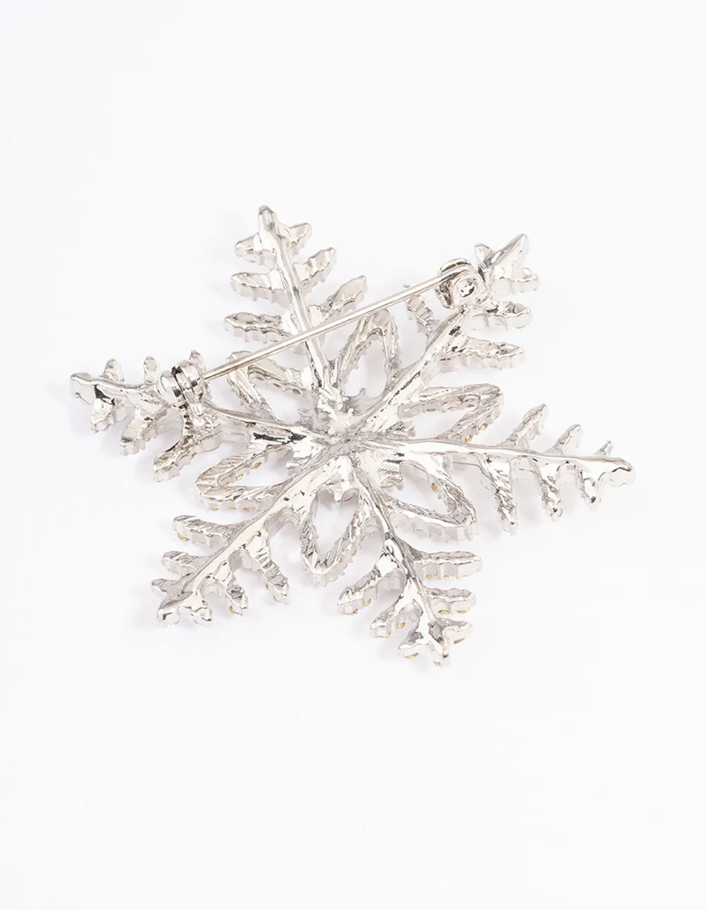 Silver Diamante Snowflake Brooch