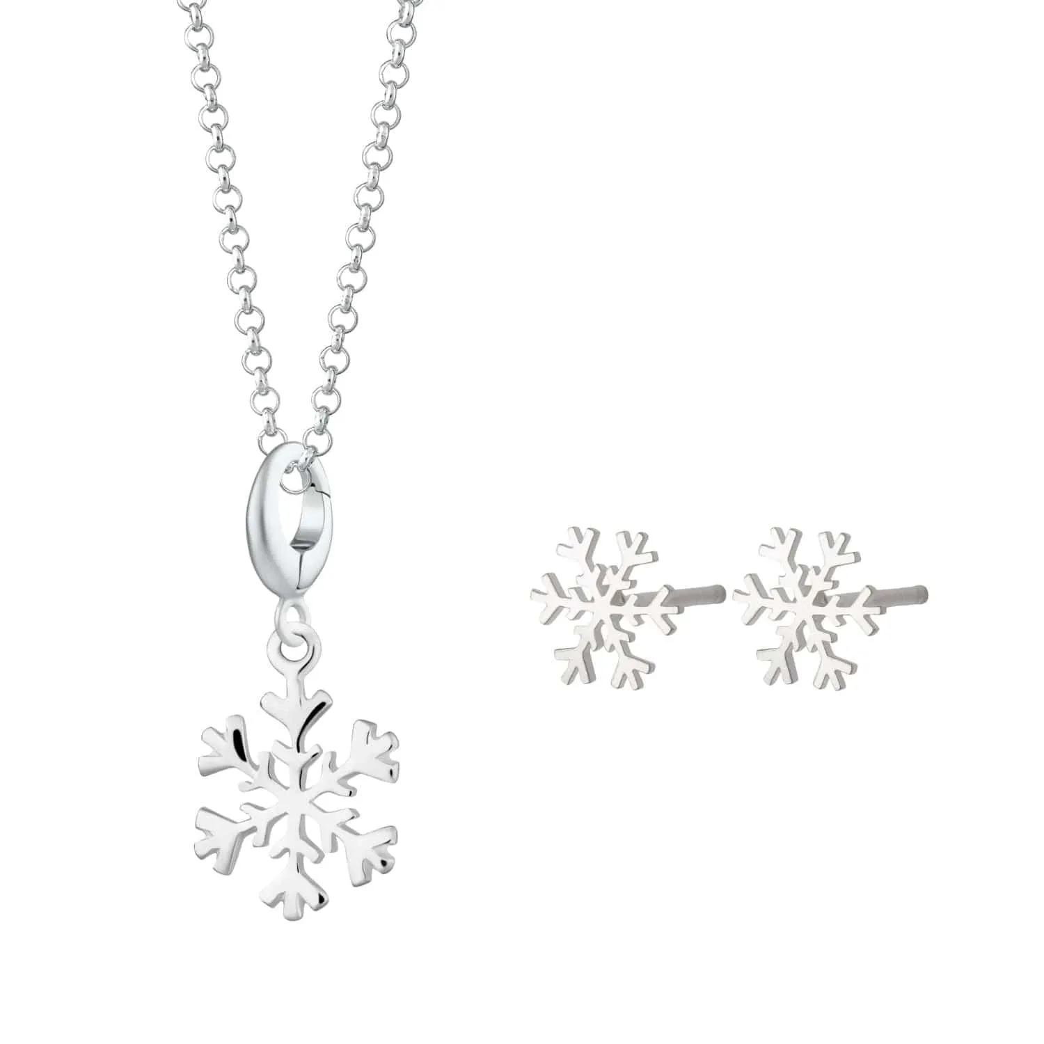 Silver Snowflake Jewellery Set With Stud Earrings