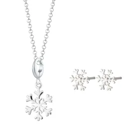 Silver Snowflake Jewellery Set With Stud Earrings