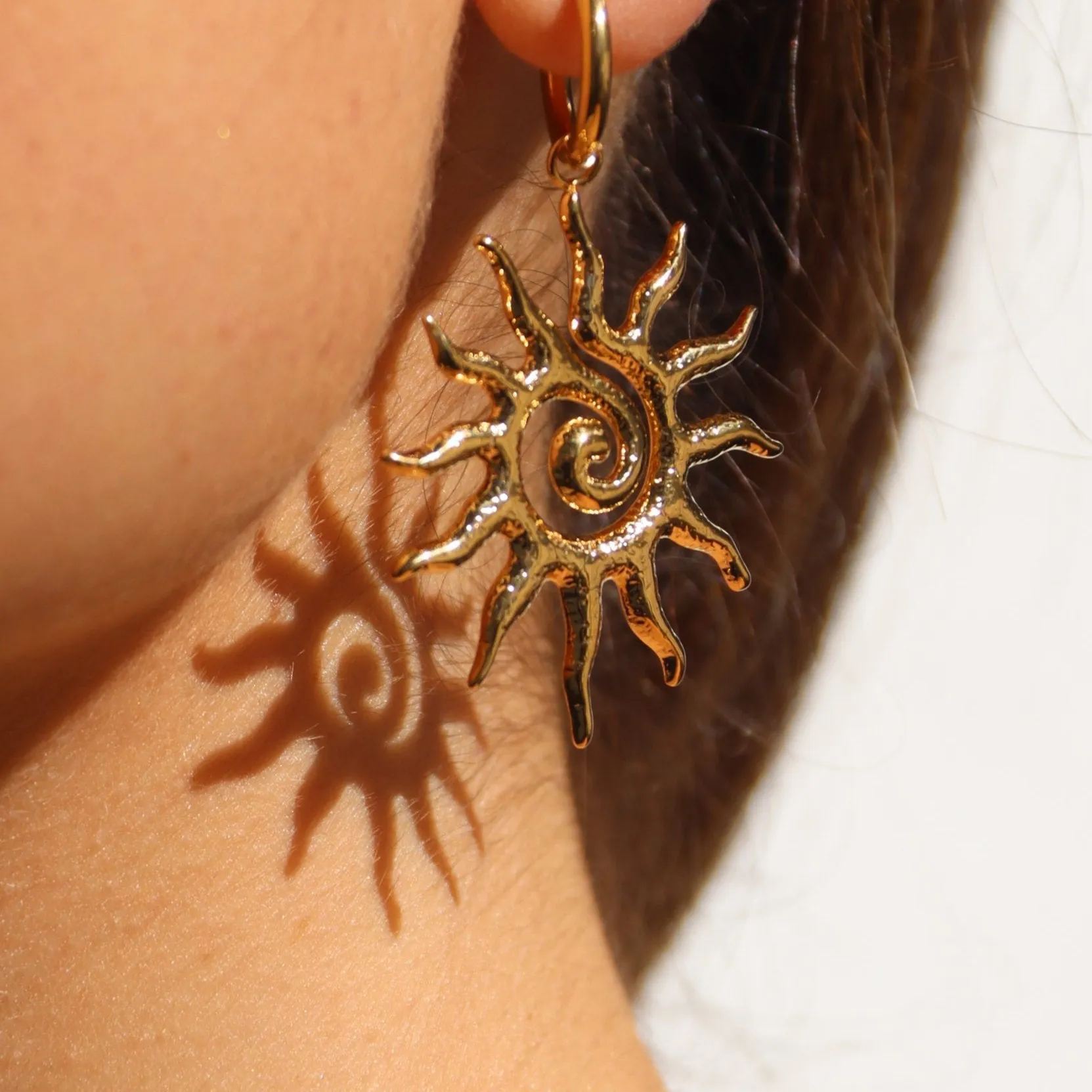 Solana - Gold Spiral Sun Earrings