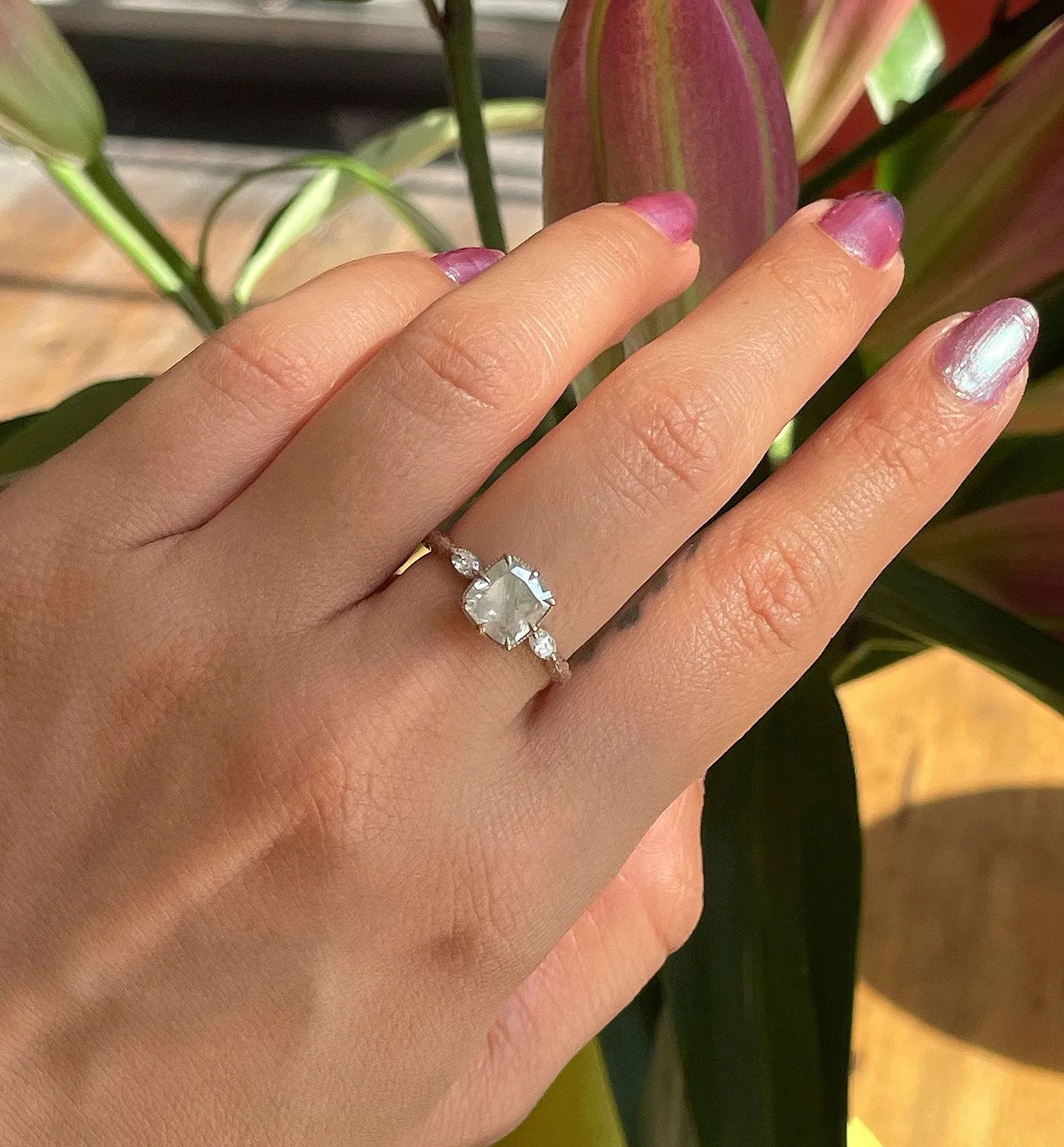 Solstice Salt and Pepper Diamond Ring