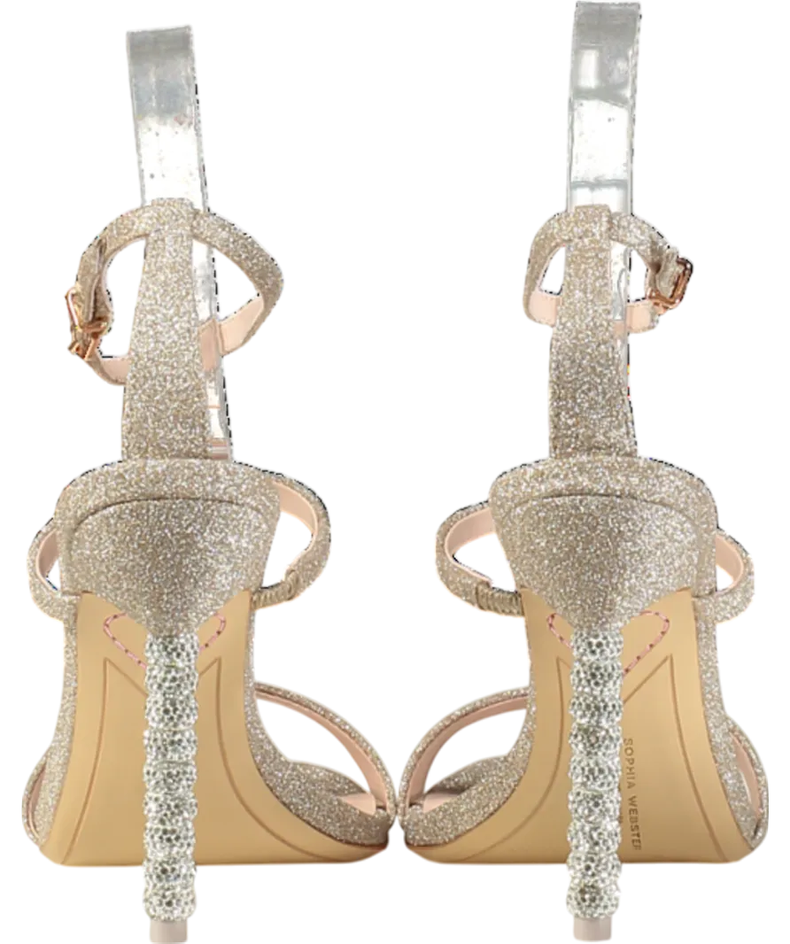 Sophia Webster Metallic Champagne Glitter Rosalind 100 Leather Sandals UK 4 EU 37 👠