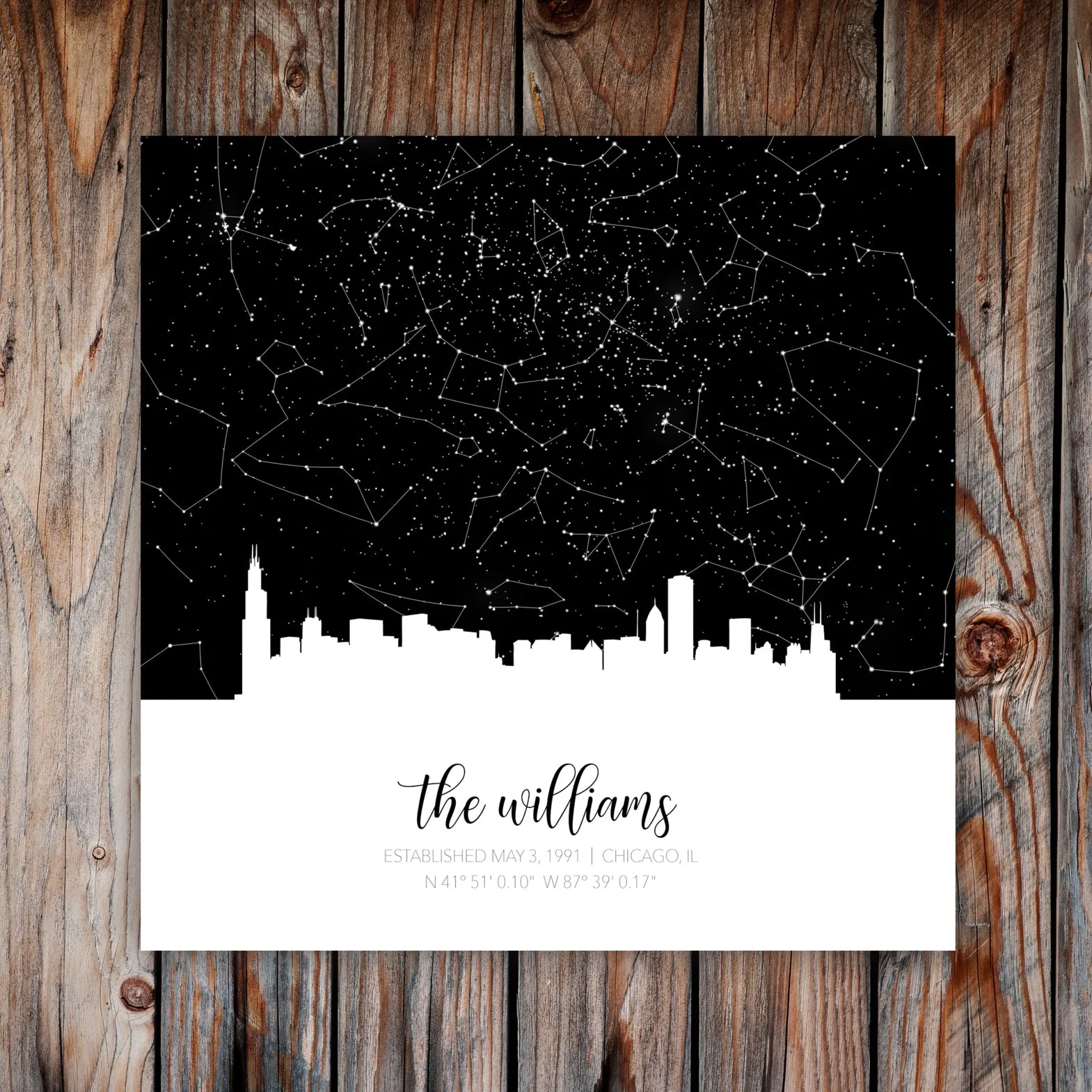Square Personalized Star Map Canvas Wall Art