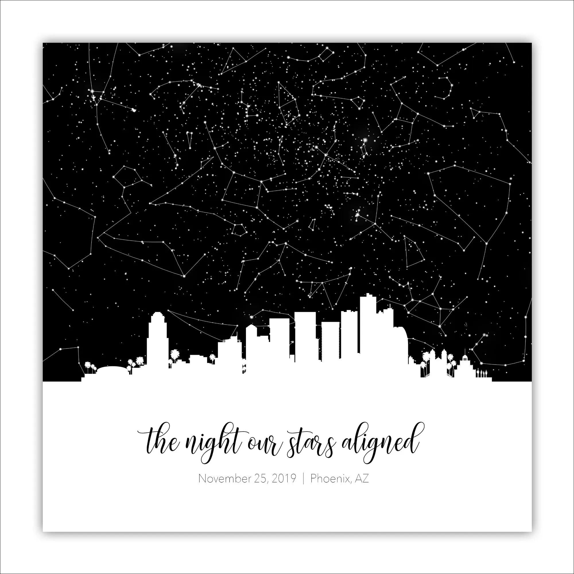Square Personalized Star Map Canvas Wall Art