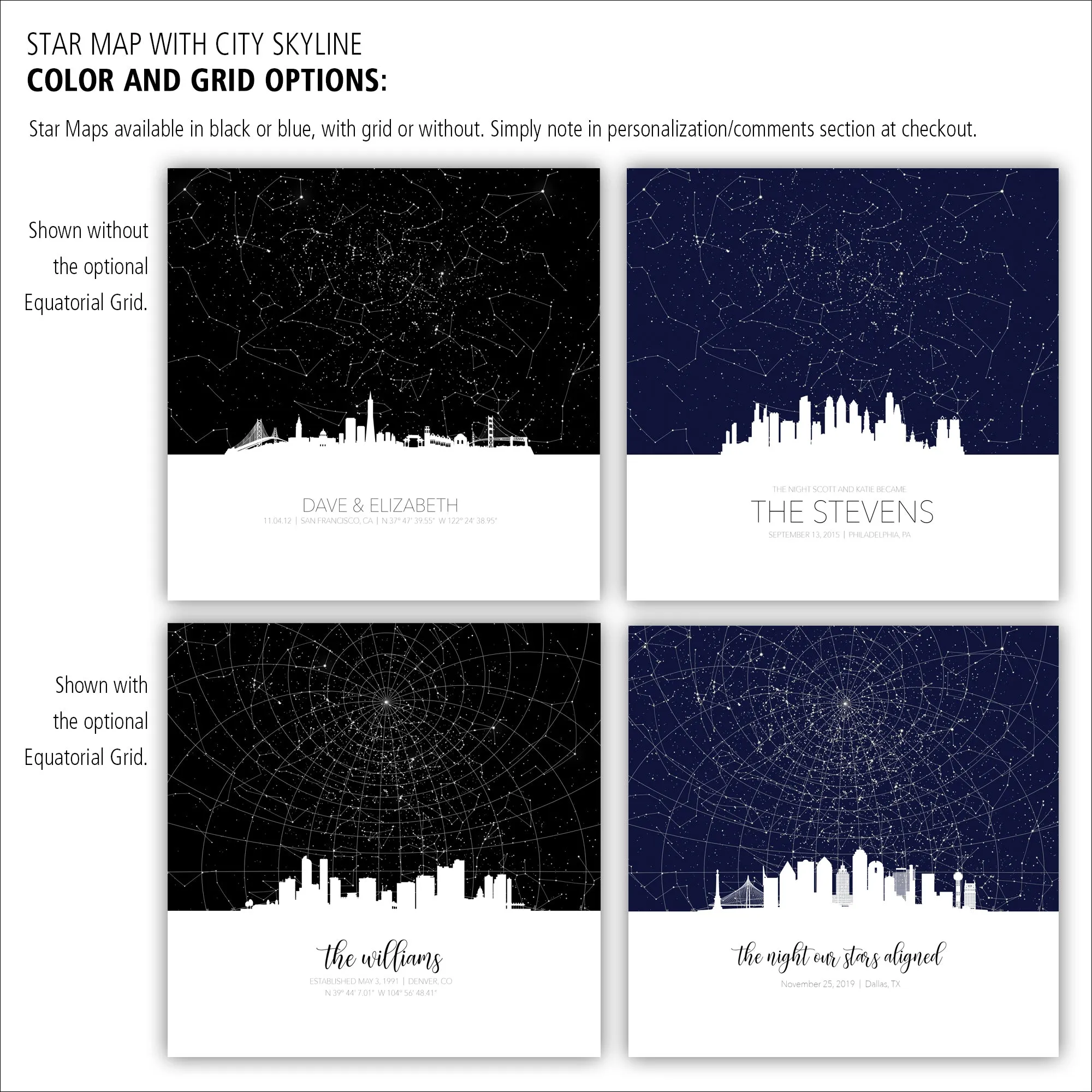 Square Personalized Star Map Canvas Wall Art