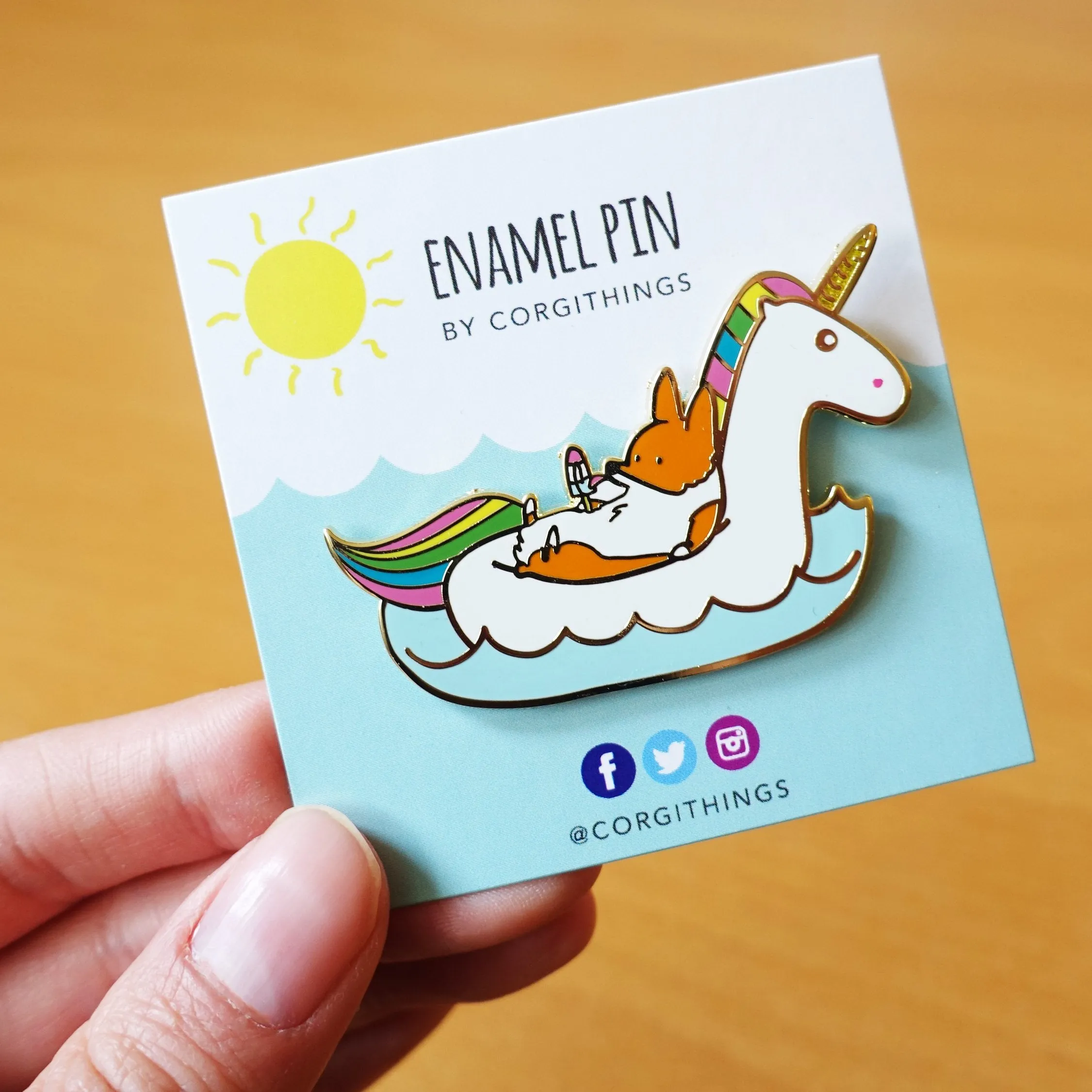 Summertime Loafin' Unicorn Floatie Enamel Pin | Corgimoji Collectible Series