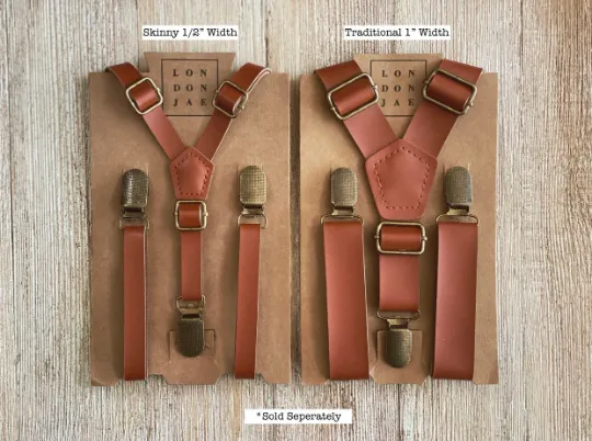 Sunset Burnt Orange Bow Tie with Cognac Suspender Set