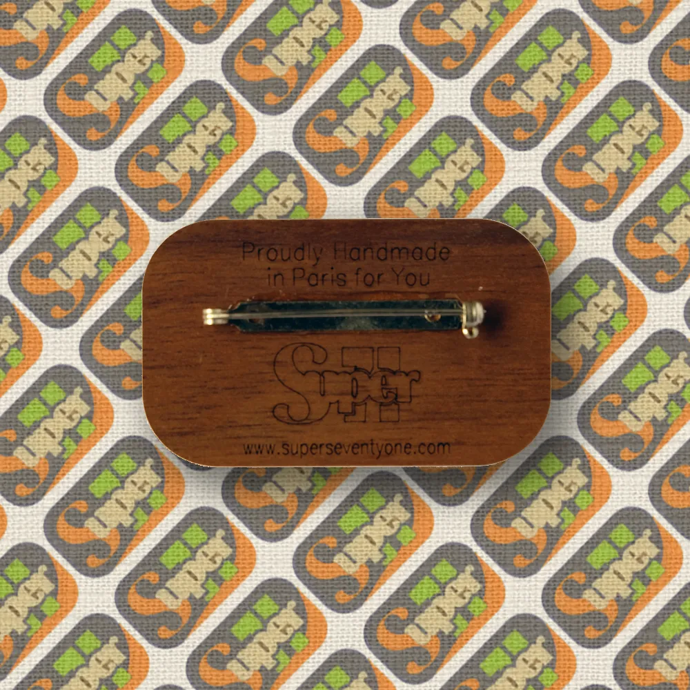 SUPER71 Acrylic & Wood Brooch