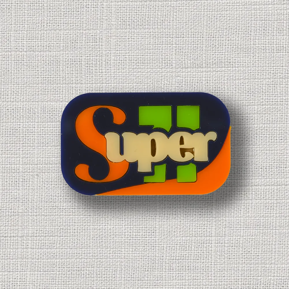 SUPER71 Acrylic & Wood Brooch