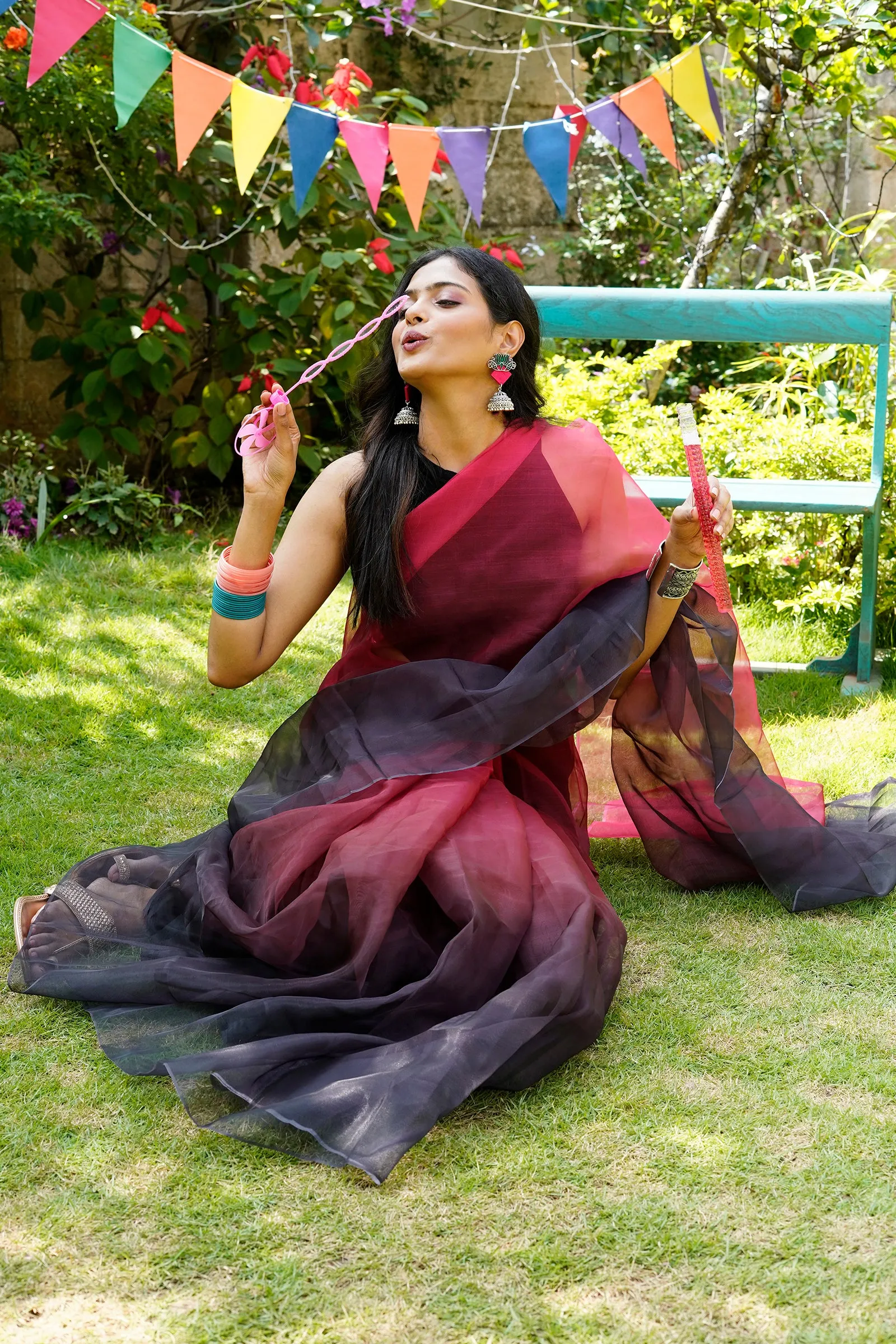 Teejh Aadhuri Ombre Organza Saree