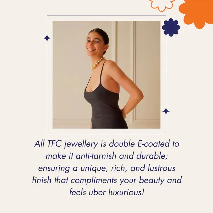 TFC Heart Fringes Gold Plated Dangler Earrings
