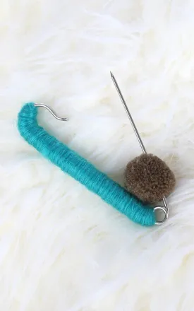 YHP10001 Aqua Taupe Small Cloth Safety Pin Brooch